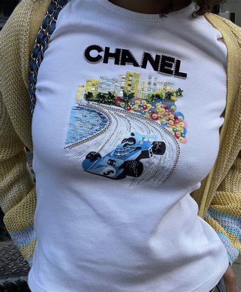 chanel t shirt formula 1|chanel's f1 t shirt.